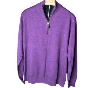 Orvis 100% Merino wool Purple Quarter zip sweater size M